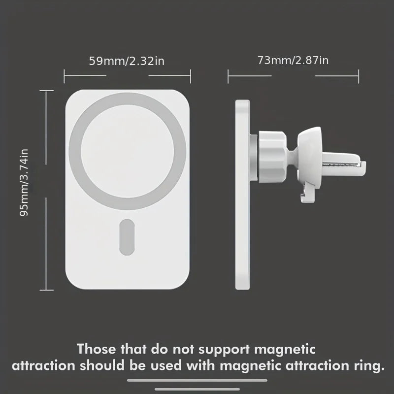 15W Magnetic Wireless Charger Car Fast Charging Adapter Air Outlets Mobile Phone Holder For MagSafe iPhone 16 15 Pro Max Xiaomi
