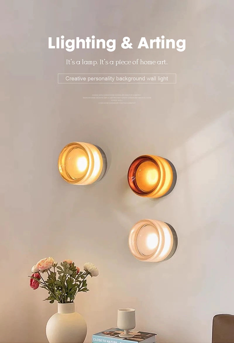 Minimalist LED Wall Lamp Amber Acrylic Bedroom Bedside Living Room Light Home Decor Simple Modern Lighting Design
