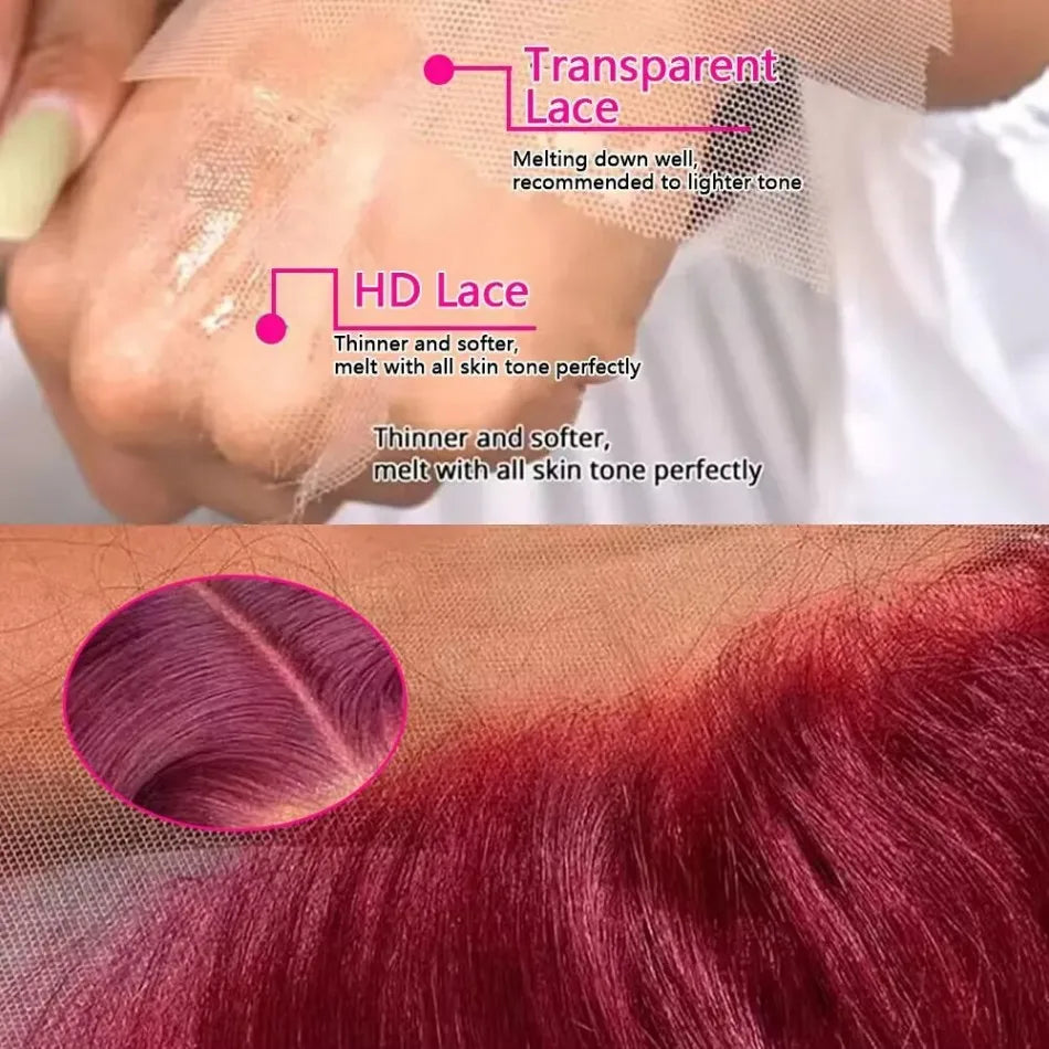 99j Burgundy Lace Front Wigs Human Hair 13x6 Hd Transparent For Black Women Body Wave Lace Front Pre Plucked Human Hair Wigs