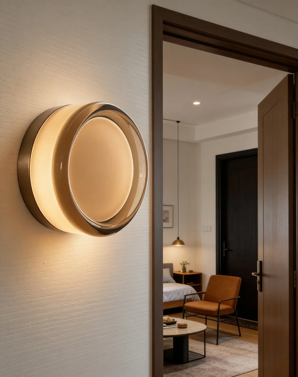 Minimalist LED Wall Lamp Amber Acrylic Bedroom Bedside Living Room Light Home Decor Simple Modern Lighting Design