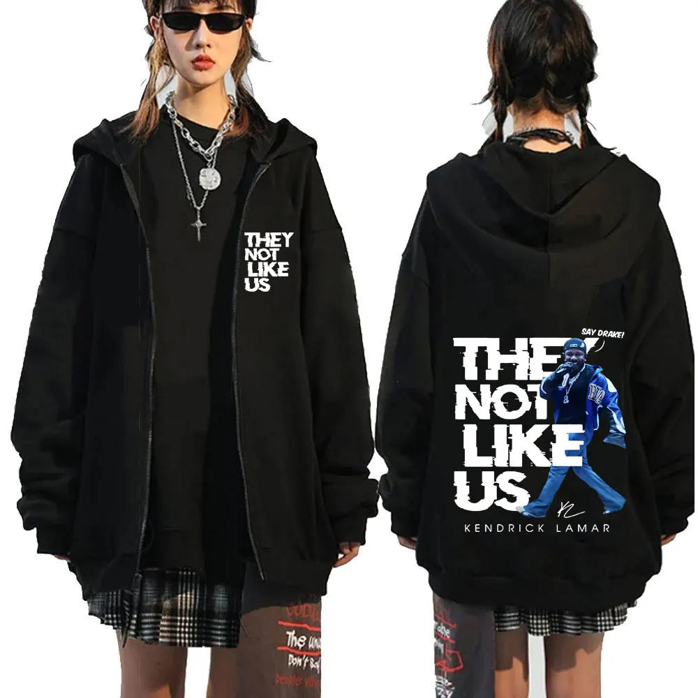 Kendrick Lamar Say Drake They Not Like Us Zipper Hoodies Men Women Clothing Hip Hop Zip Up Hooded Sweatshirts Hoodie Jacket Coat