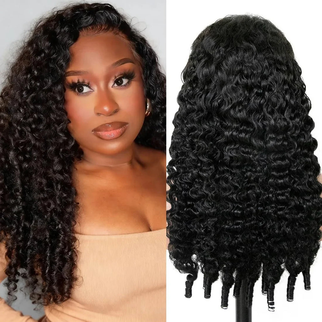 Burmese Curly Wig Human Hair Pre Braided 13x6 Water Wave Lace Front Wigs Human Hair Deep Wave HD Transparent Lace Frontal Wigs