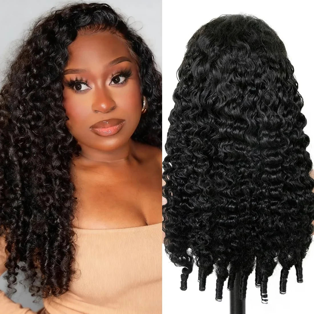 Burmese Curly Wig Human Hair Pre Braided 13x6 Water Wave Lace Front Wigs Human Hair Deep Wave HD Transparent Lace Frontal Wigs