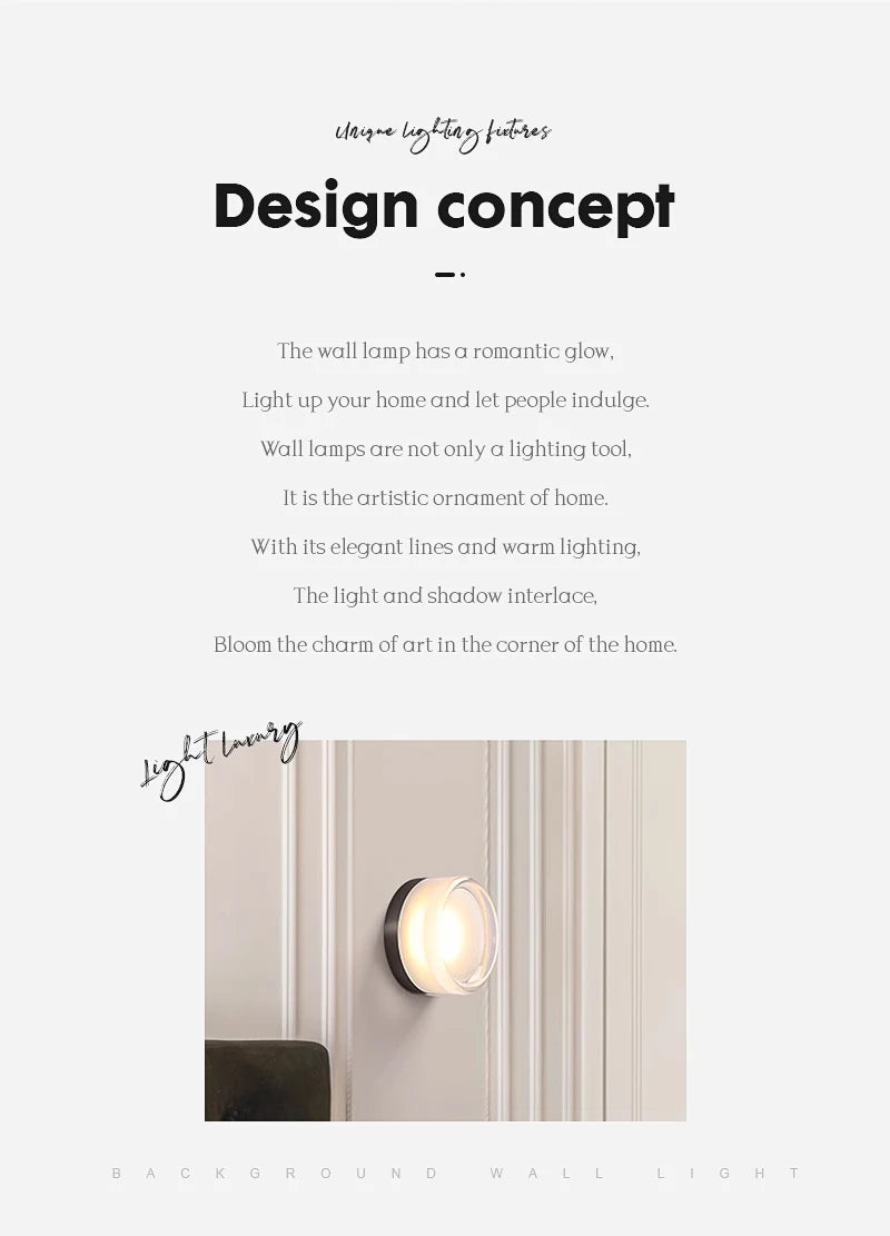 Minimalist LED Wall Lamp Amber Acrylic Bedroom Bedside Living Room Light Home Decor Simple Modern Lighting Design