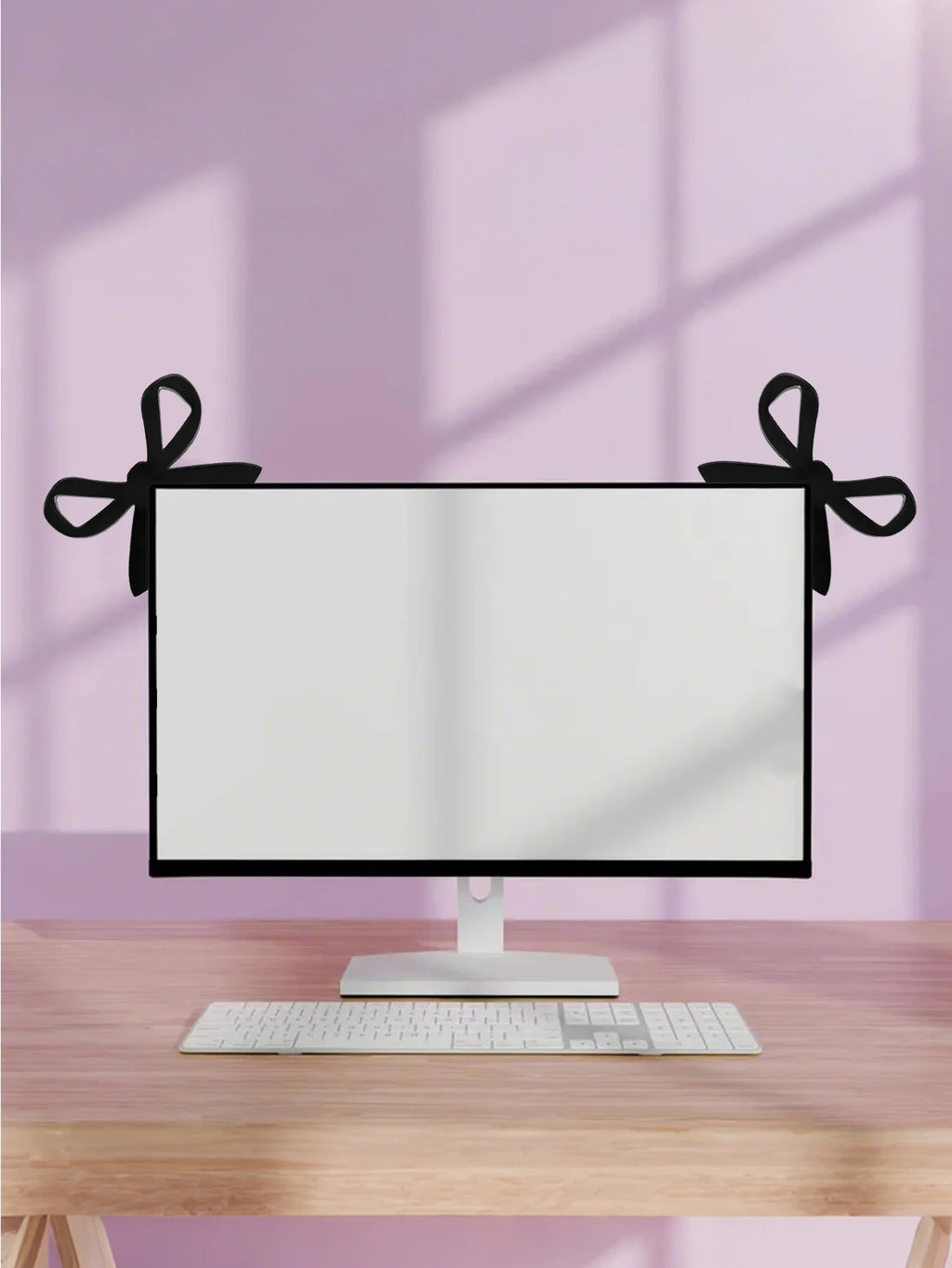 Kawaii Bow Monitor Decor Pink Acrylic Bowknot PC Accessories Cute Desktop Decoration for Gaming Setup,Screen,Home Office & Gift