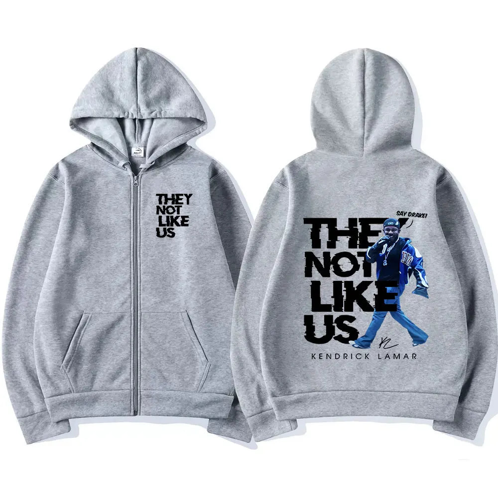 Kendrick Lamar Say Drake They Not Like Us Zipper Hoodies Men Women Clothing Hip Hop Zip Up Hooded Sweatshirts Hoodie Jacket Coat