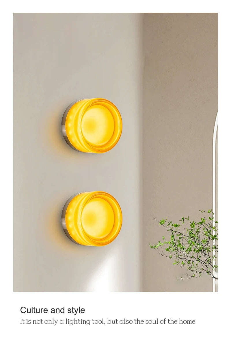 Minimalist LED Wall Lamp Amber Acrylic Bedroom Bedside Living Room Light Home Decor Simple Modern Lighting Design
