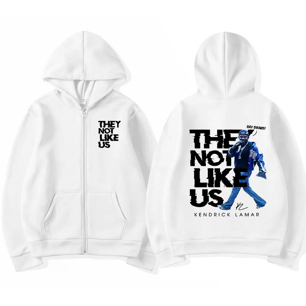 Kendrick Lamar Say Drake They Not Like Us Zipper Hoodies Men Women Clothing Hip Hop Zip Up Hooded Sweatshirts Hoodie Jacket Coat