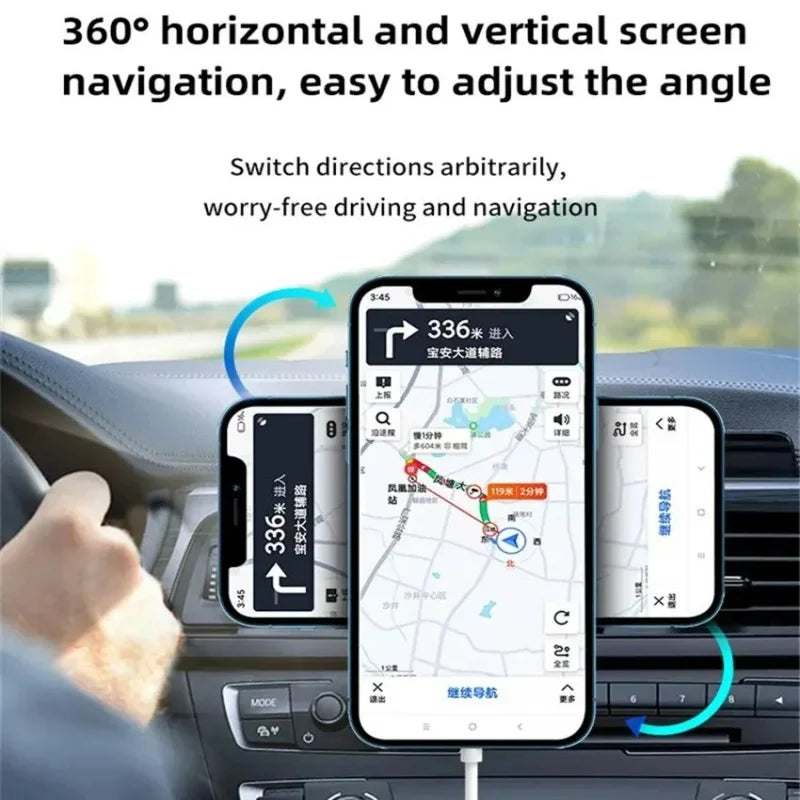 15W Magnetic Wireless Charger Car Fast Charging Adapter Air Outlets Mobile Phone Holder For MagSafe iPhone 16 15 Pro Max Xiaomi