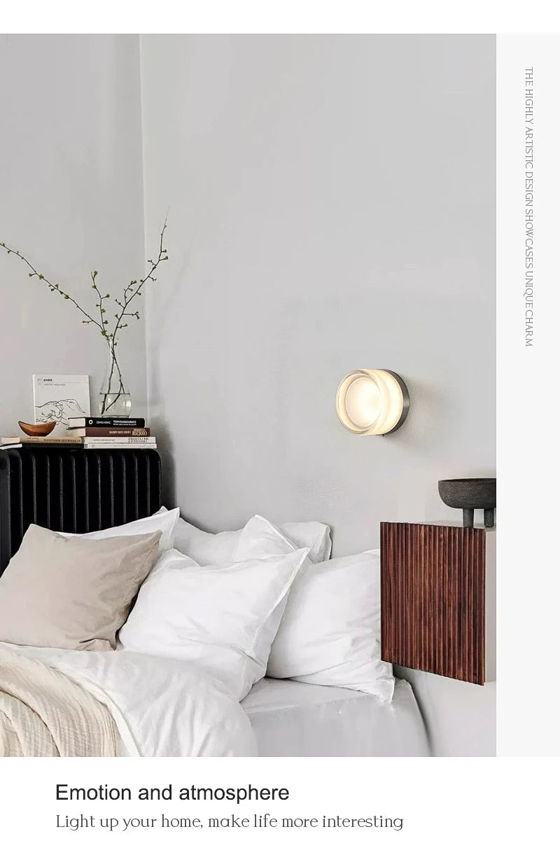 Minimalist LED Wall Lamp Amber Acrylic Bedroom Bedside Living Room Light Home Decor Simple Modern Lighting Design