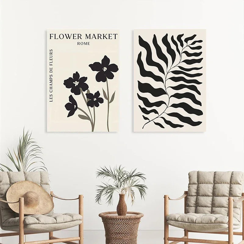 Vintage Black Butterfly Flowers Posters Abstract Matisse Wall Art Canvas Painting Nordic Interior Living Room Picture Home Decor