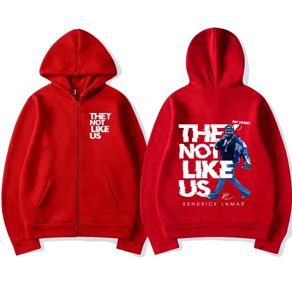 Kendrick Lamar Say Drake They Not Like Us Zipper Hoodies Men Women Clothing Hip Hop Zip Up Hooded Sweatshirts Hoodie Jacket Coat