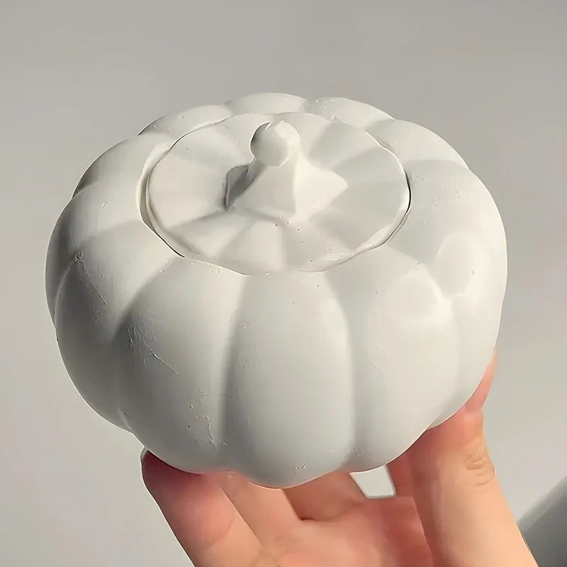 DIY Pumpkin Candle Jar Mold Jewelry Storage Box with Lid Silicone Resin Mold Cement Plaster Craft Making Mold Gift Home Decor