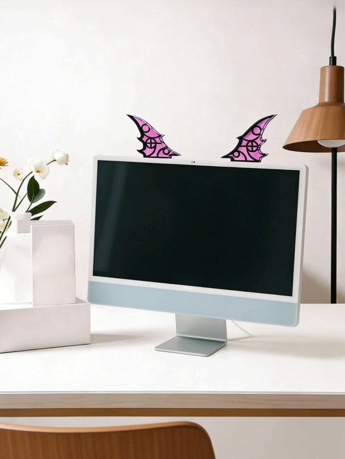 Kawaii Bow Monitor Decor Pink Acrylic Bowknot PC Accessories Cute Desktop Decoration for Gaming Setup,Screen,Home Office & Gift