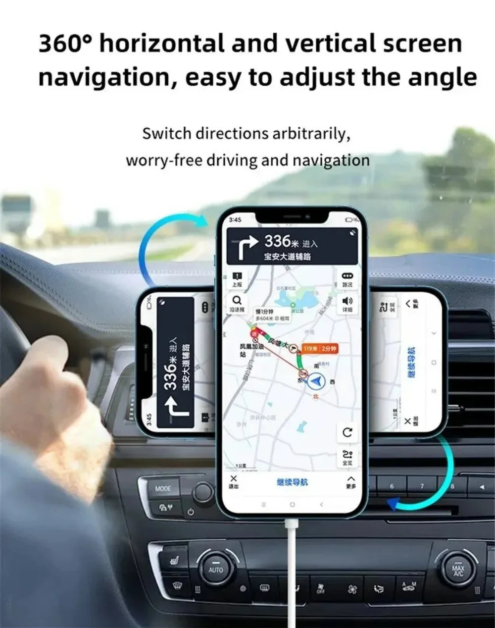 15W Magnetic Wireless Charger Car Fast Charging Adapter Air Outlets Mobile Phone Holder For MagSafe iPhone 16 15 Pro Max Xiaomi