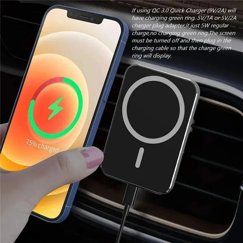 15W Magnetic Wireless Charger Car Fast Charging Adapter Air Outlets Mobile Phone Holder For MagSafe iPhone 16 15 Pro Max Xiaomi