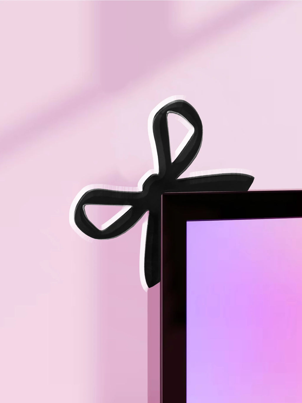 Kawaii Bow Monitor Decor Pink Acrylic Bowknot PC Accessories Cute Desktop Decoration for Gaming Setup,Screen,Home Office & Gift