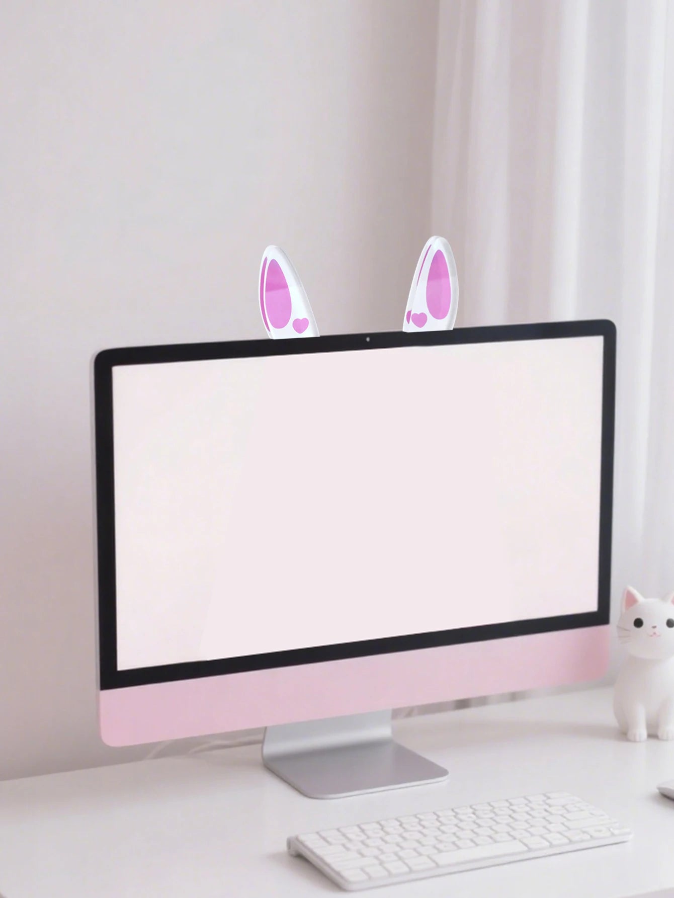 Kawaii Bow Monitor Decor Pink Acrylic Bowknot PC Accessories Cute Desktop Decoration for Gaming Setup,Screen,Home Office & Gift