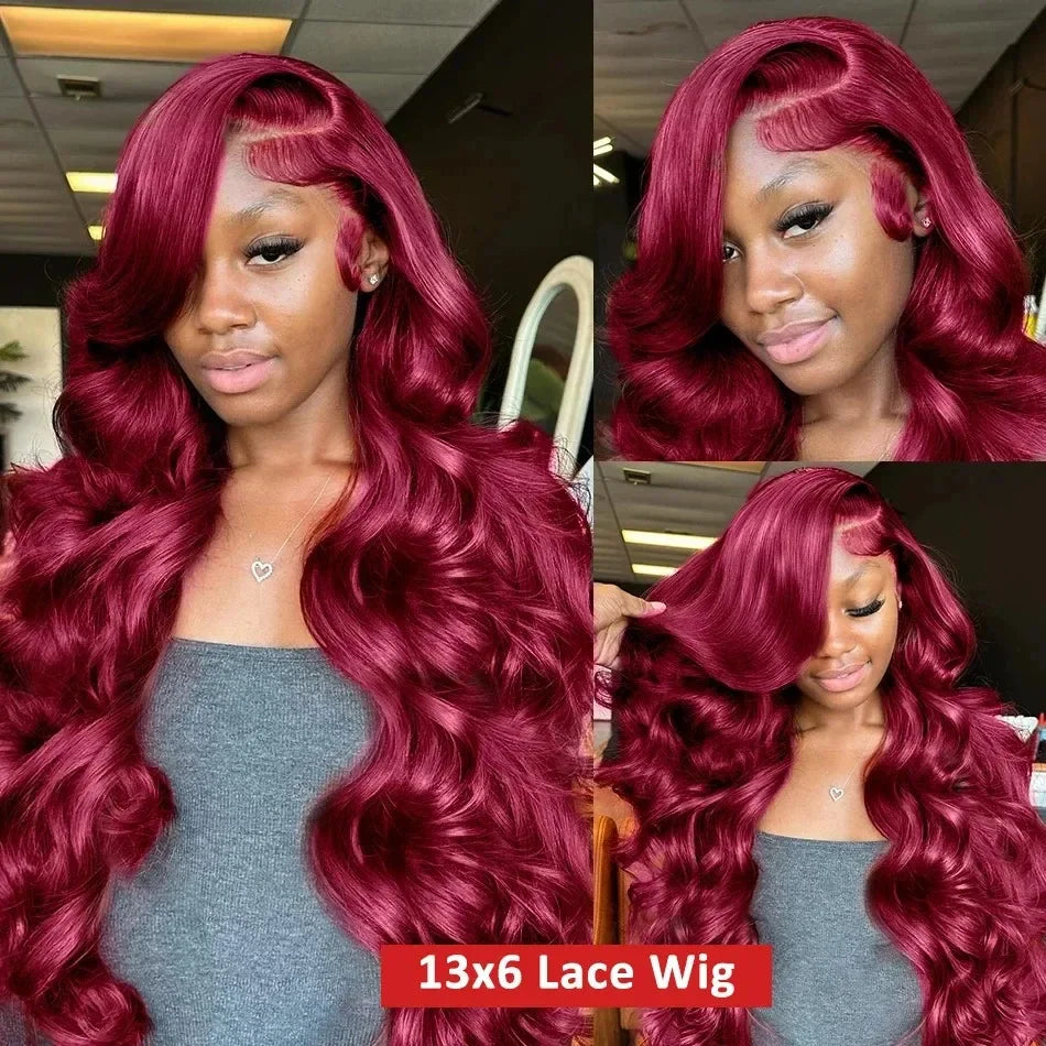 99j Burgundy Lace Front Wigs Human Hair 13x6 Hd Transparent For Black Women Body Wave Lace Front Pre Plucked Human Hair Wigs