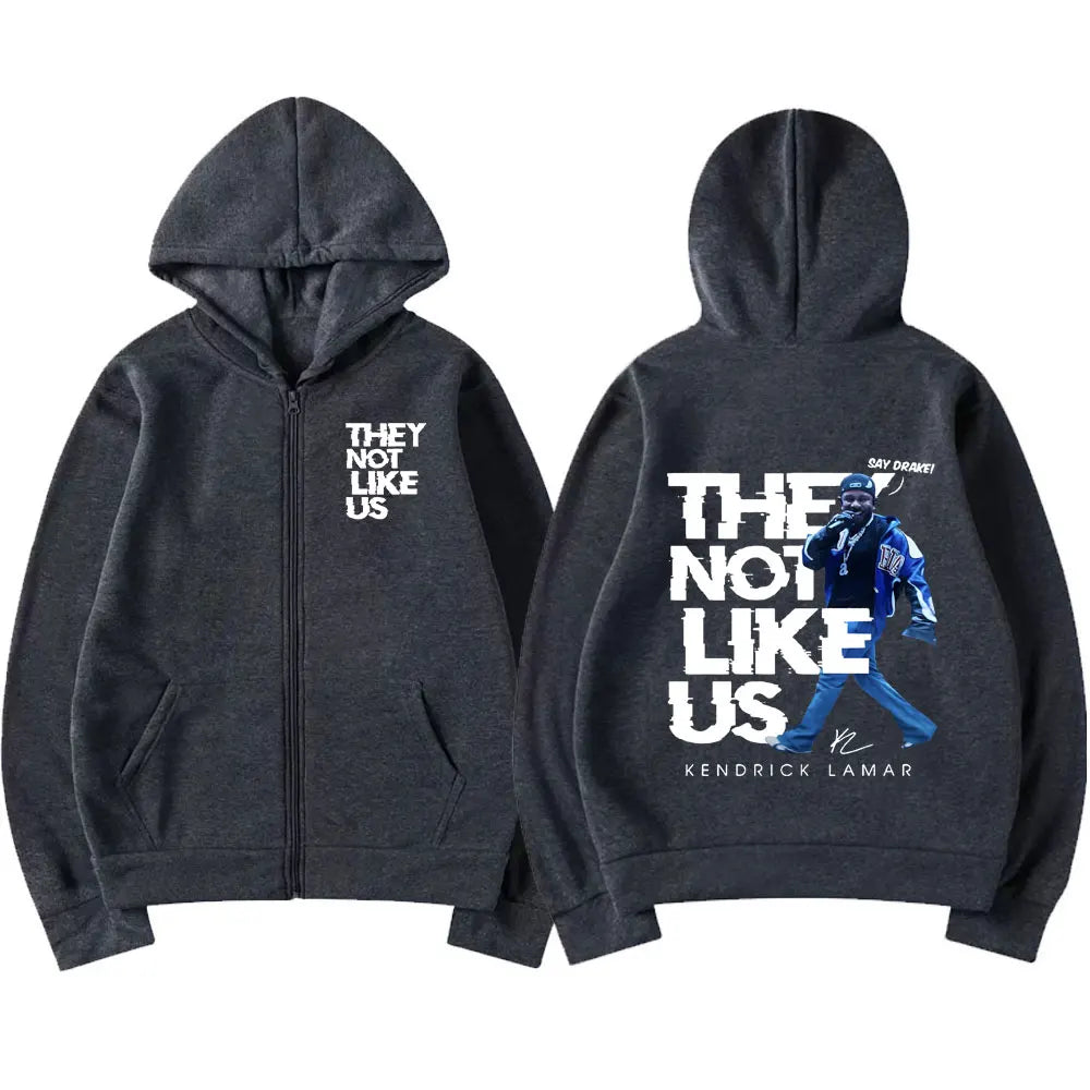 Kendrick Lamar Say Drake They Not Like Us Zipper Hoodies Men Women Clothing Hip Hop Zip Up Hooded Sweatshirts Hoodie Jacket Coat