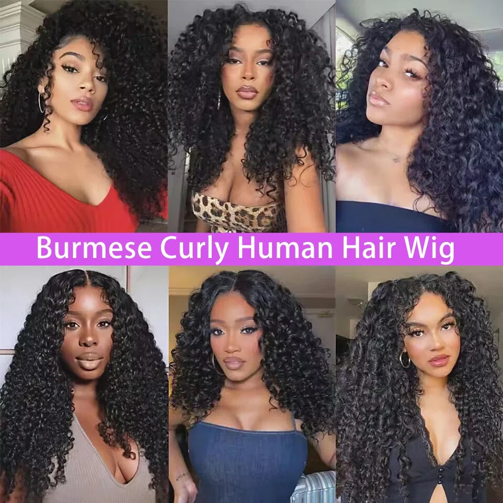 Burmese Curly Wig Human Hair Pre Braided 13x6 Water Wave Lace Front Wigs Human Hair Deep Wave HD Transparent Lace Frontal Wigs