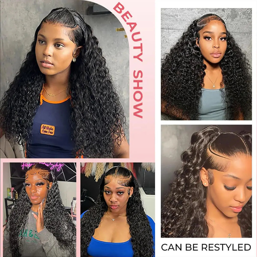Burmese Curly Wig Human Hair Pre Braided 13x6 Water Wave Lace Front Wigs Human Hair Deep Wave HD Transparent Lace Frontal Wigs