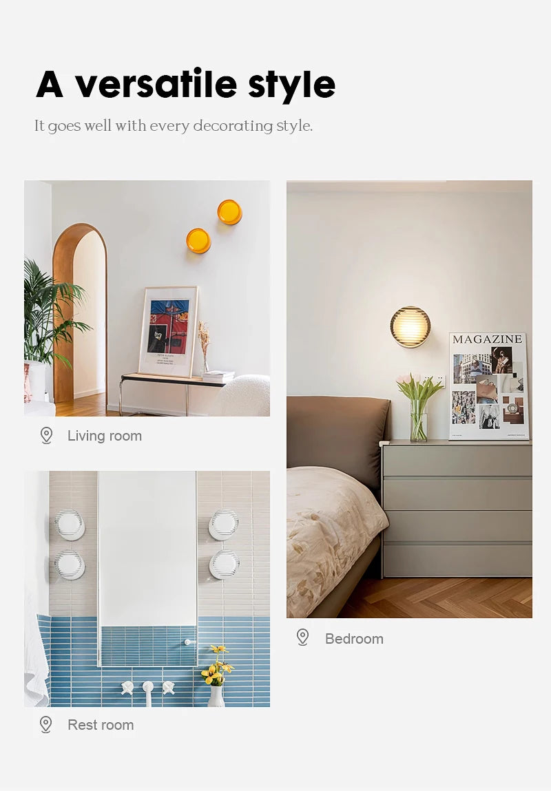Minimalist LED Wall Lamp Amber Acrylic Bedroom Bedside Living Room Light Home Decor Simple Modern Lighting Design