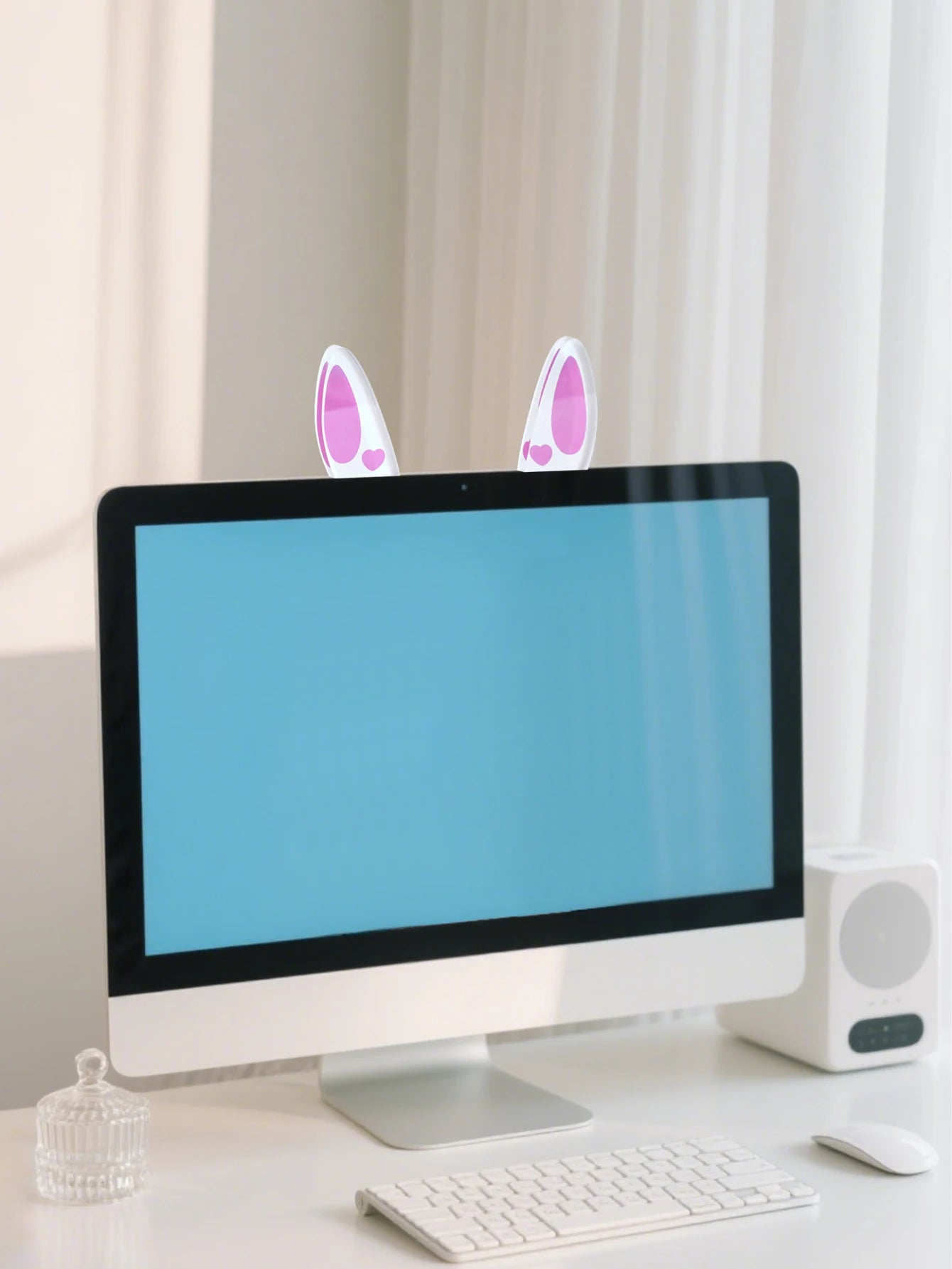 Kawaii Bow Monitor Decor Pink Acrylic Bowknot PC Accessories Cute Desktop Decoration for Gaming Setup,Screen,Home Office & Gift